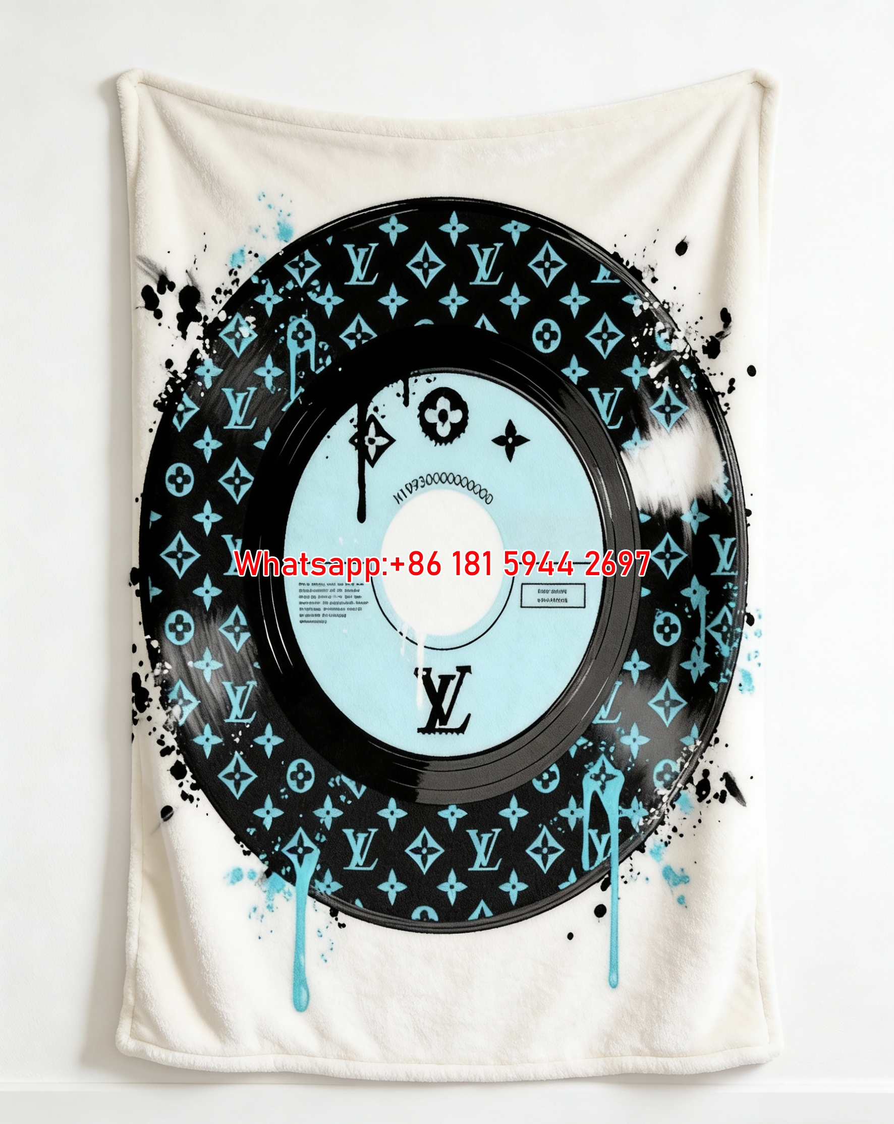 LV Drip Vinyl Blanket Turquoise LV Record Blanket 125